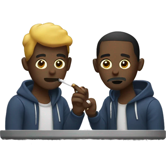 Two dudes smoking a puffco emoji