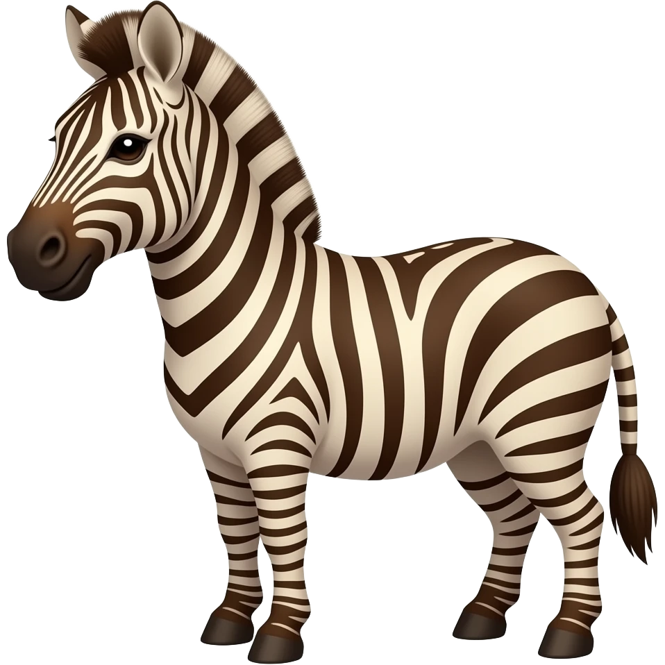 Cartoon brown skin zebra with dark brown stripes emoji