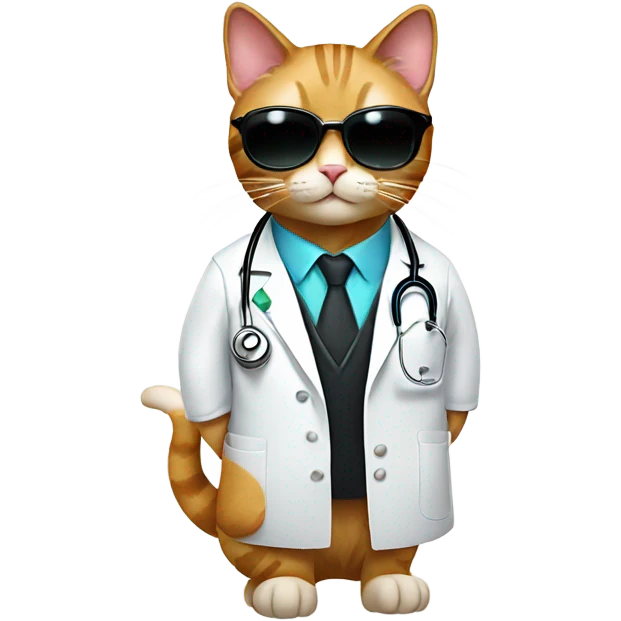 happy doctor cat wearing black sunglasses emoji