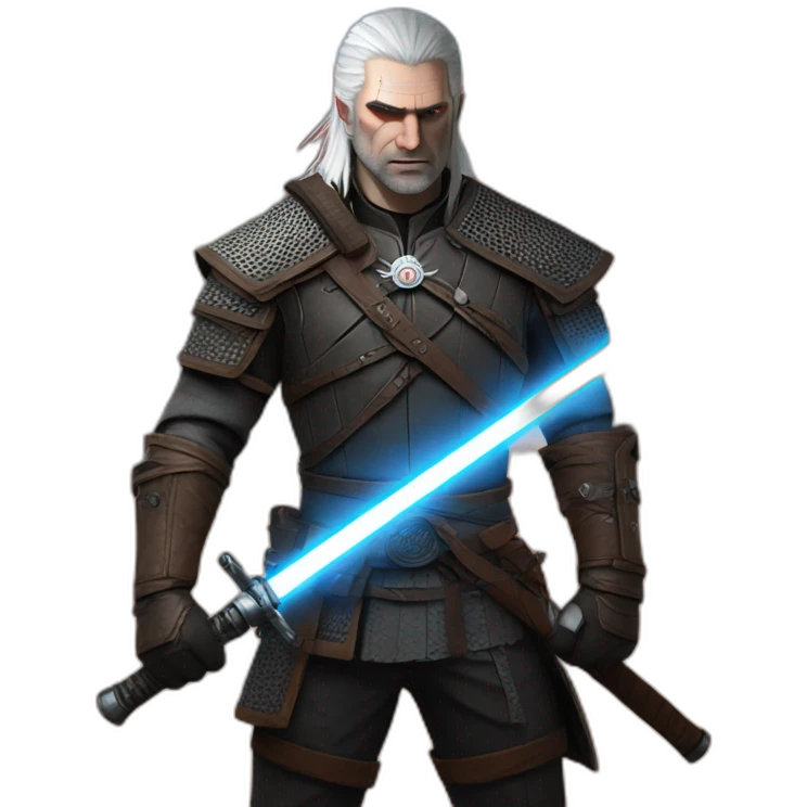 Geralt with a lightsaber emoji