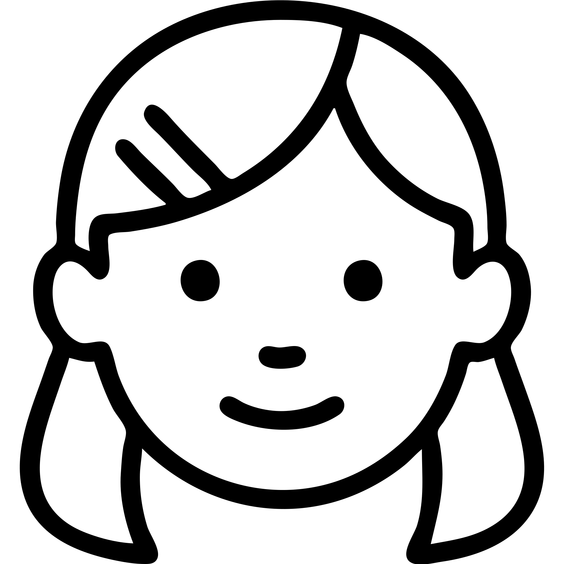 A young girl's face with hair clips, simple icon style emoji