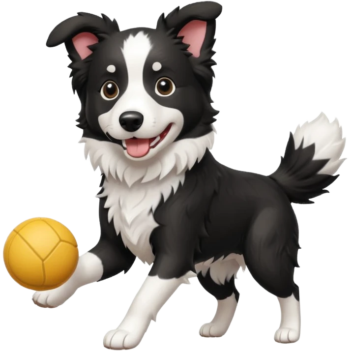 border collie playing with a toy emoji