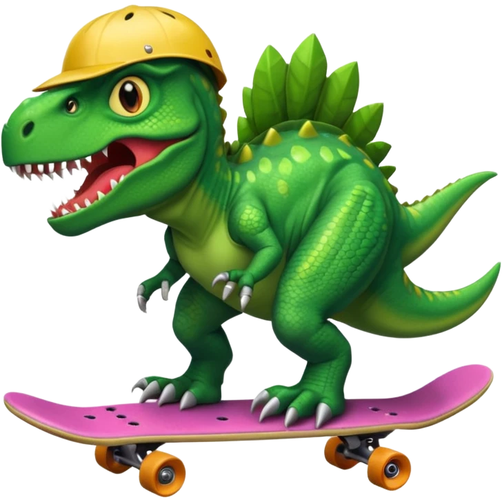 dinosaor with skateboard helmet emoji