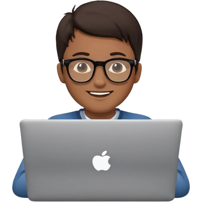 happy man on laptop with light brown skin color , with dark hair front of laptop emoji