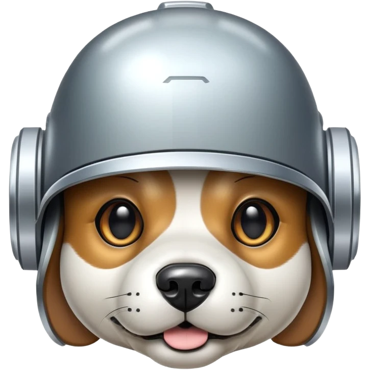 Dog with robot helmet on, simple emoji