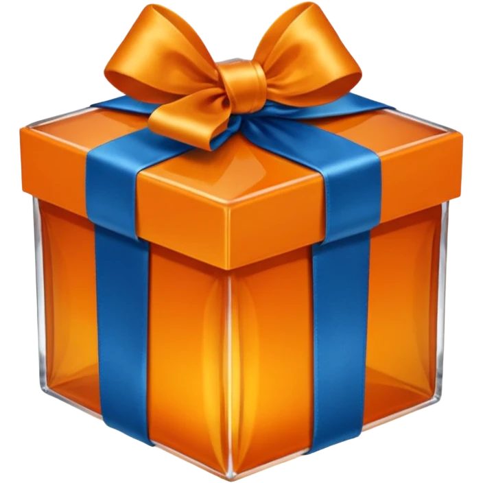 glass orange gift box with blue ribbon emoji