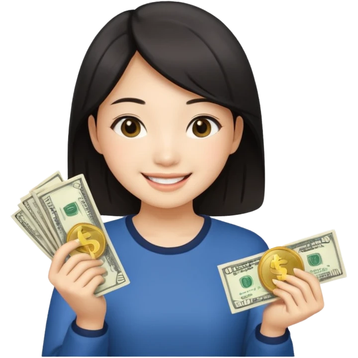 Hot Asian girl with money  emoji