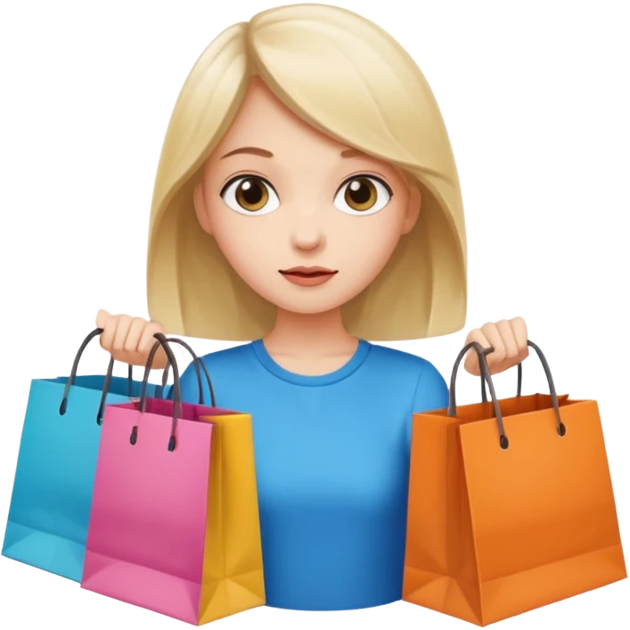 Cozy girl looking left and right between two shopping bags, playful puzzled expression — can’t decide between two options emoji