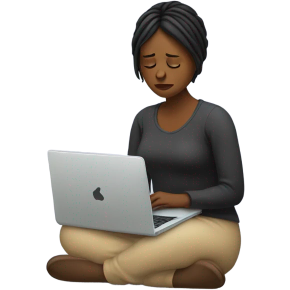 feeling sad women with laptop on lap emoji