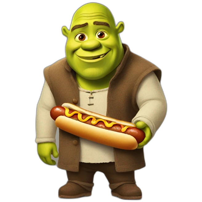 shrek with hotdog emoji