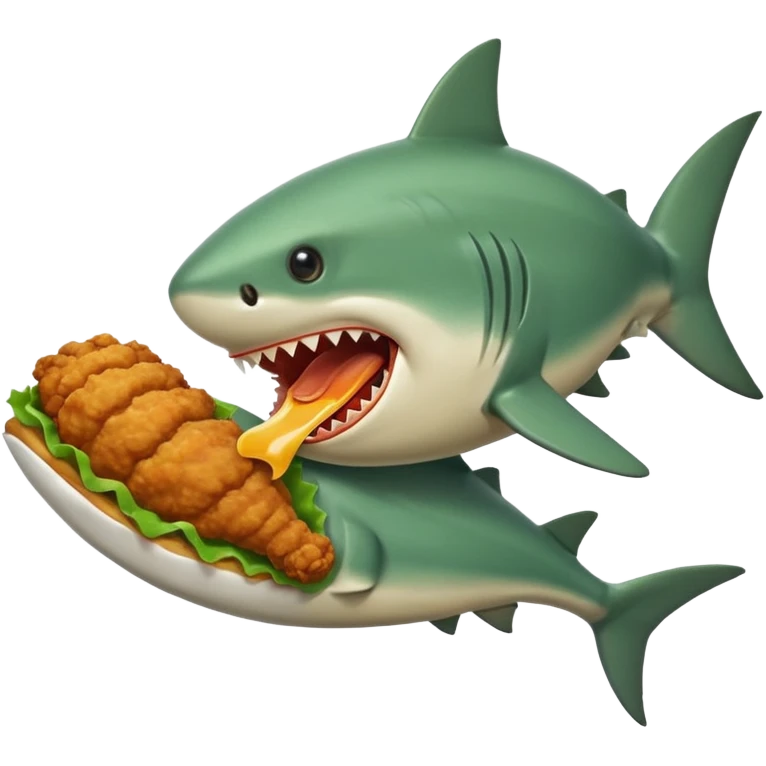 green shark with fried chicken leg in emoji