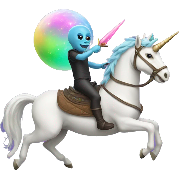Alien riding a unicorn emoji