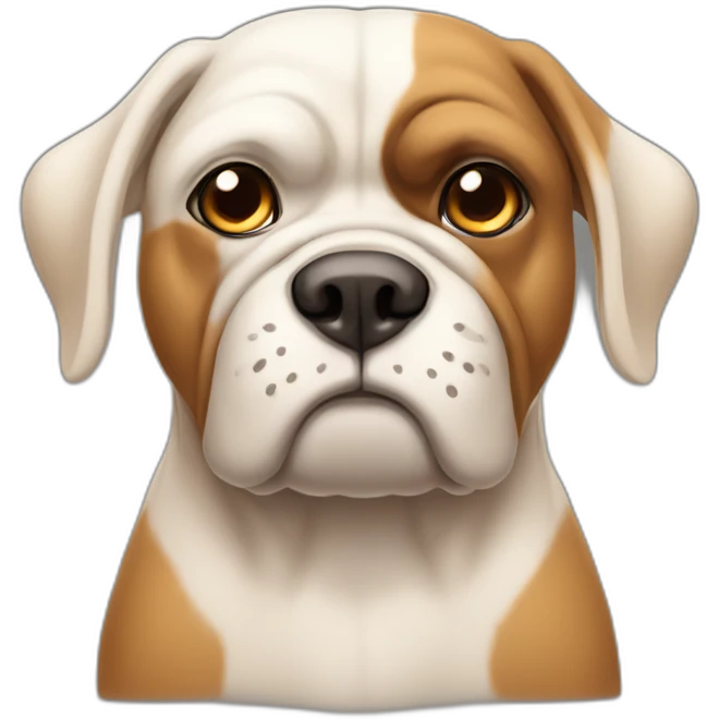 Beabull white and tan grumpy emoji
