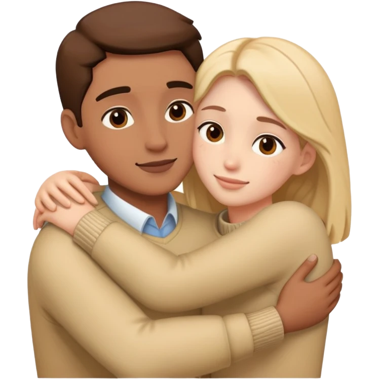 Two people embracing in a warm hug emoji
