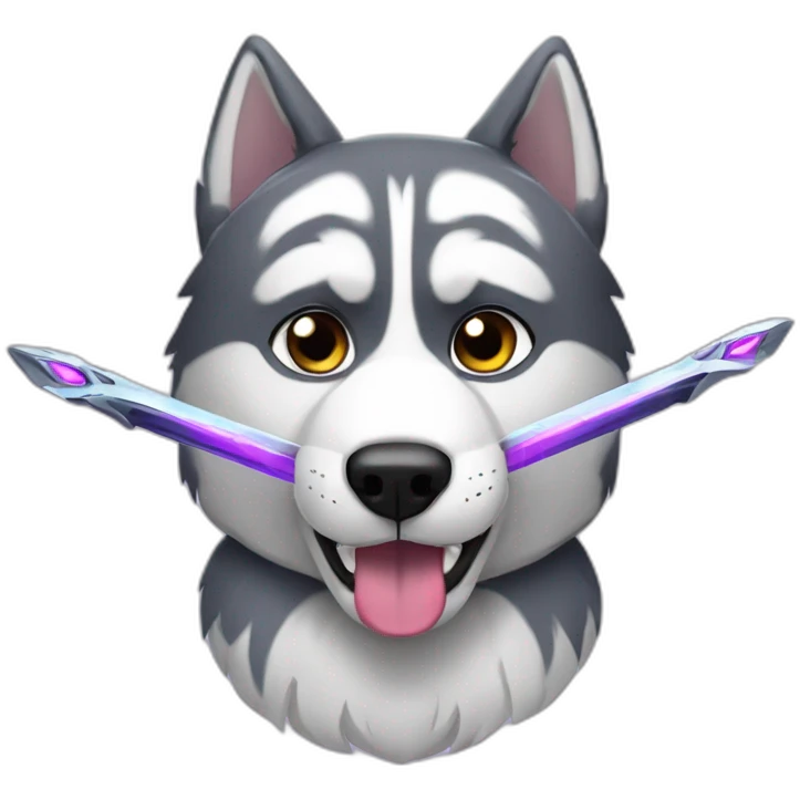 Husky with  2  litgh sabers   emoji