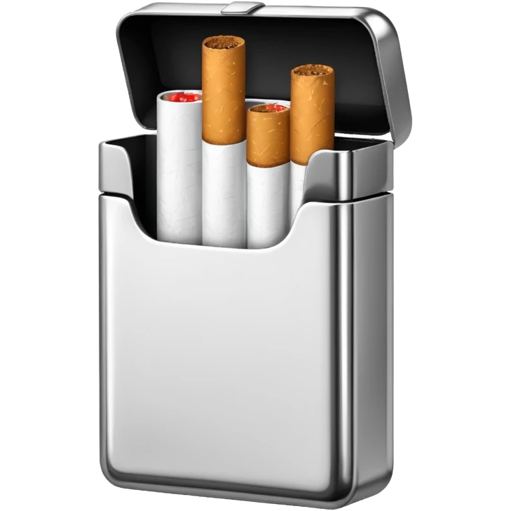 Minimalistic cigarette pack emoji, metallic black and white emoji