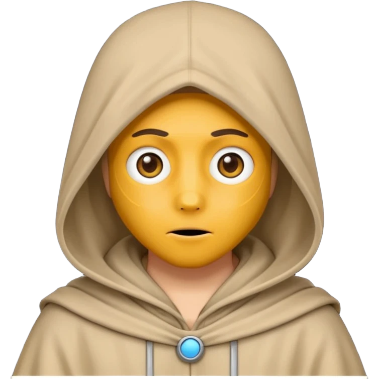 Jedi wearing hood emoji eyes covered by hood emoji