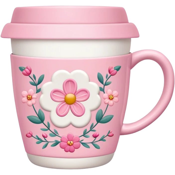 girly coffee cup with cute details emoji