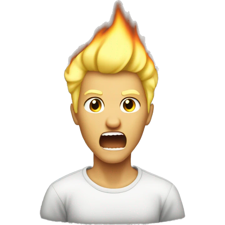 screaming on fire emoji blonde hair yellow skin one men with short hair emoji