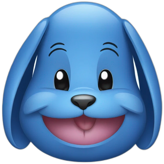 Blue rabbit happy emoji