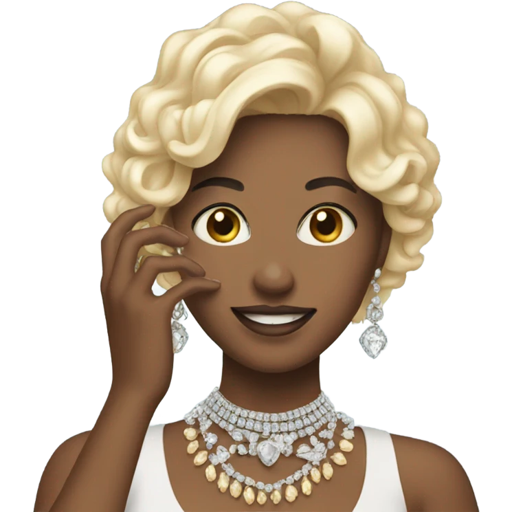 selfie with jewelry and phone emoji