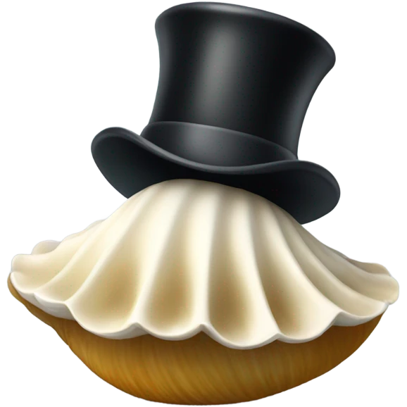 A clam wearing a top hat emoji