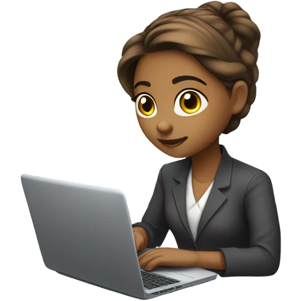 Medium hair light Brown girl, computer science intern with a laptop  emoji