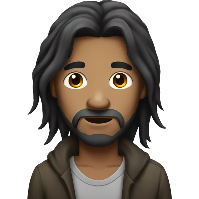 Homeless man with long straight black hair  emoji