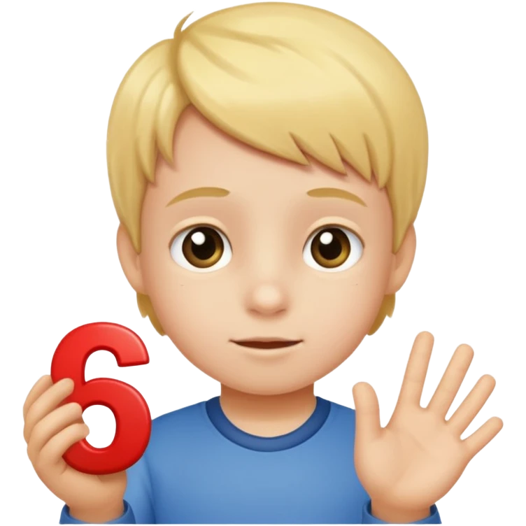 A Lil kid holding 6 7  emoji
