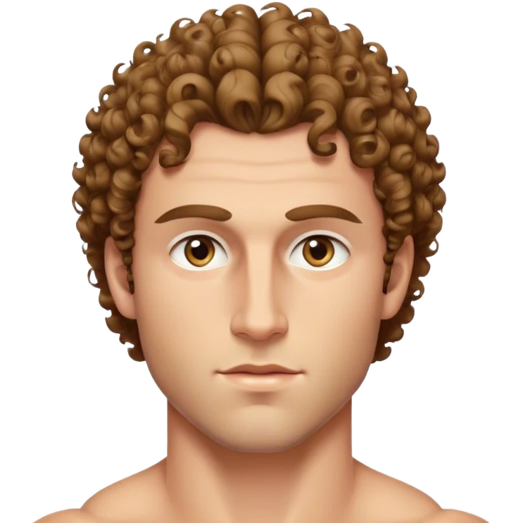 A perfect model physique with a broad chest, defined abs, and V-shaped shoulders. Hollow cheeks, a sharp jawline, and intense eyes add to his powerful look. (Caucasian, curly hair, hazel eyes, 6ft) emoji