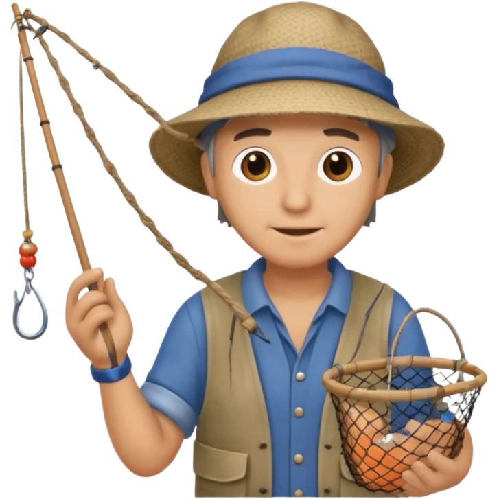 a fisherman is casting the fishing net emoji