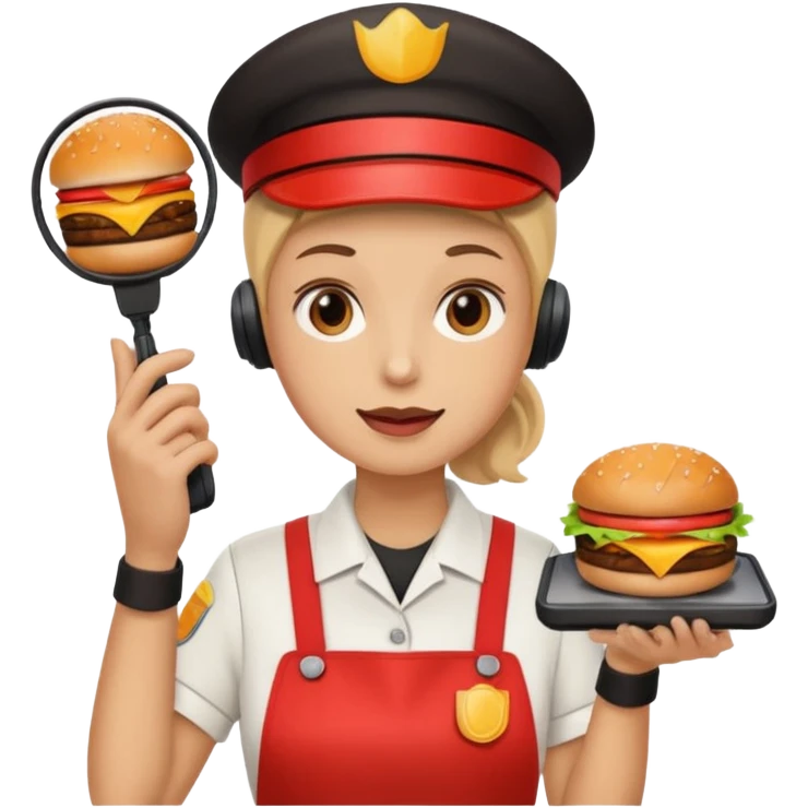burger place employee with intercom  emoji