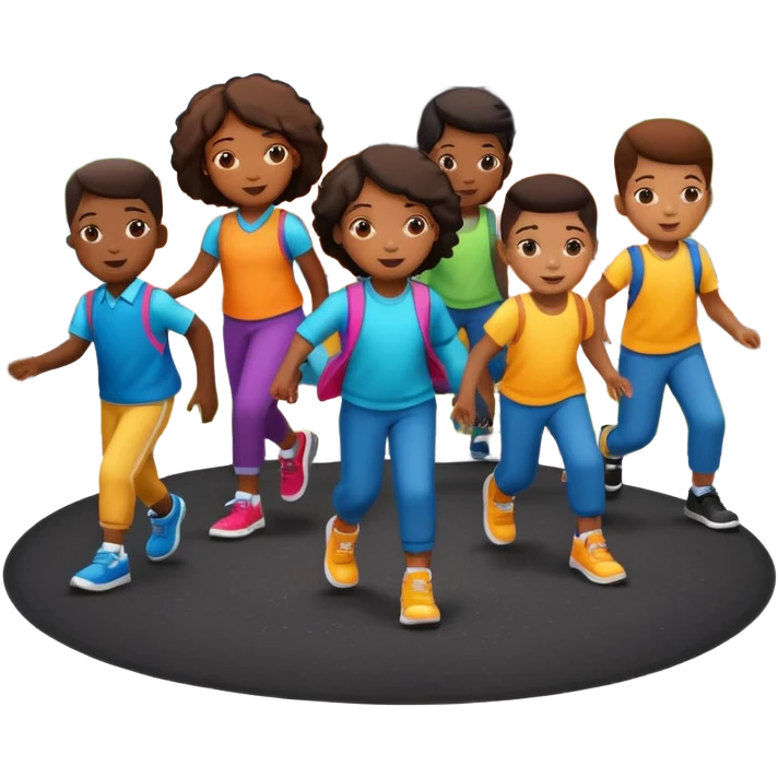 Group of African American kids playing on school playground in urban neighborhood emoji
