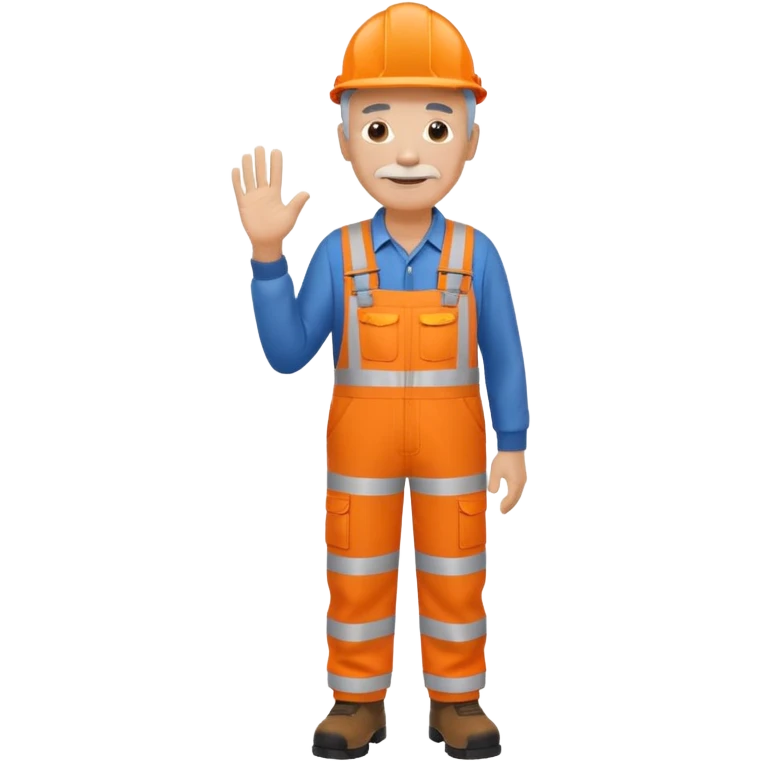 older engineer hi-vis orange overalls full body holding nothing emoji