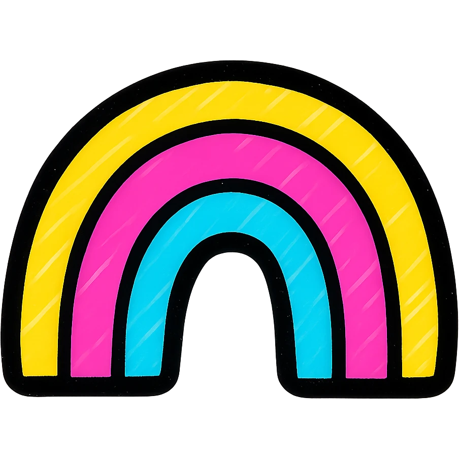 icon of a rainbow, vibrant, bold emoji