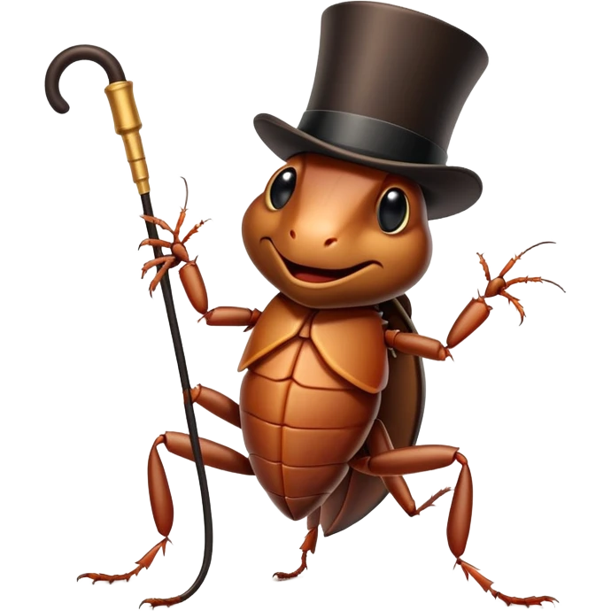 Cockroach dancing with a top hat and cane  emoji