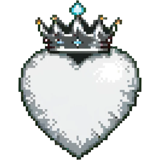 white heart with a crown on top emoji