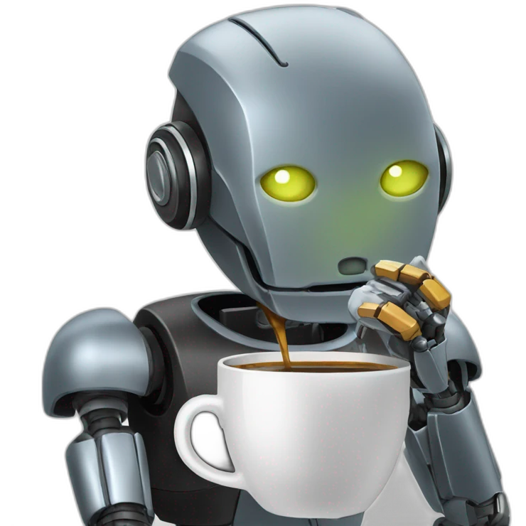 robot drinking coffe emoji