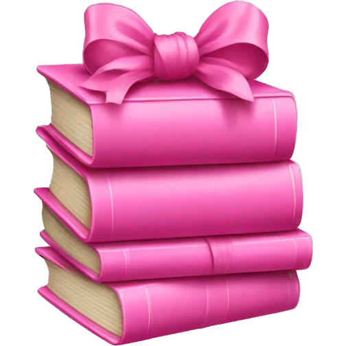 Pink Books stacked up and tied together by a pink bow emoji
