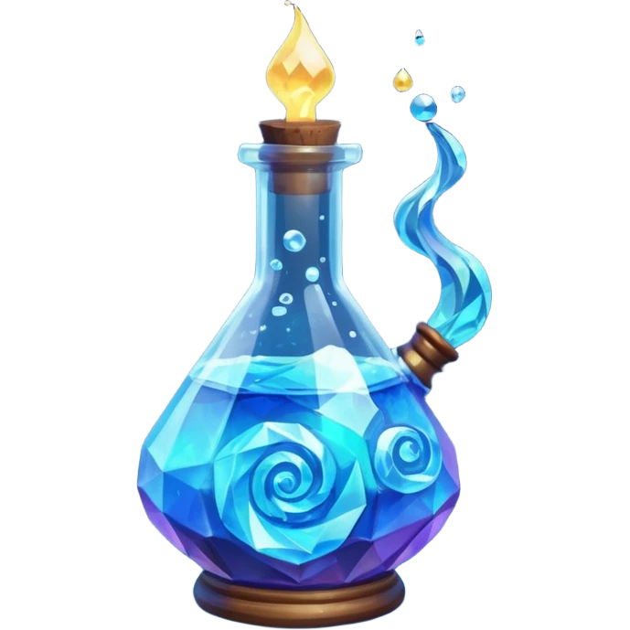Blue Magic Fantasy Potion, Glass Low Poly emoji