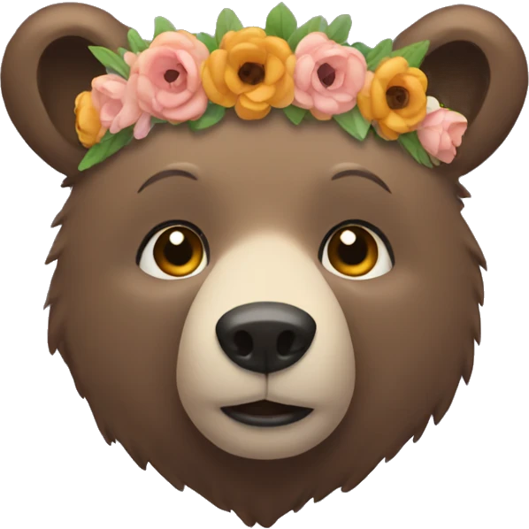 Bear wearing a flower crown emoji