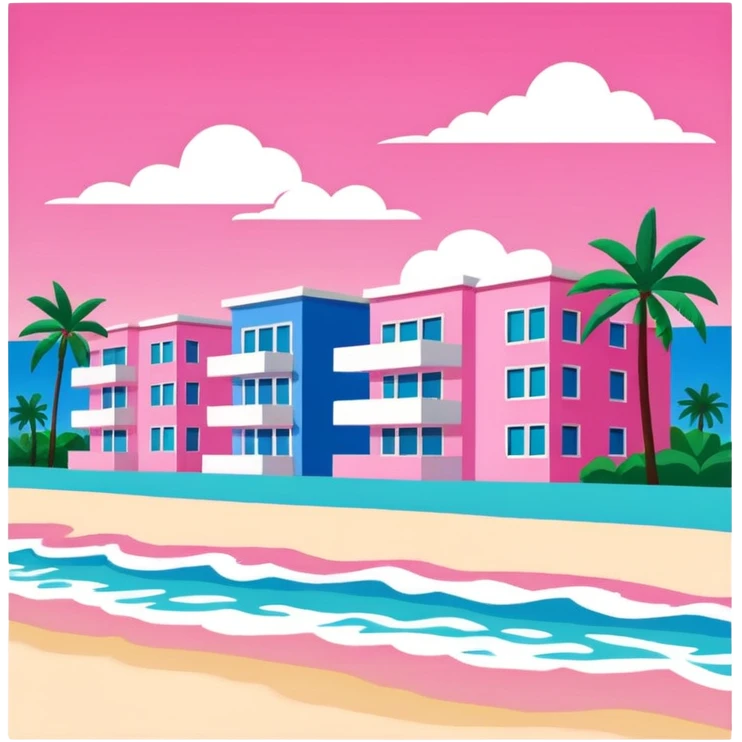 Matisse style pink SPAM art Miami beach landscape emoji