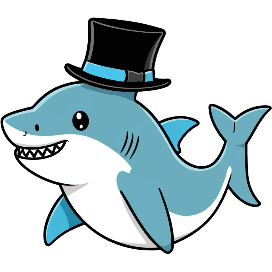 Shark with a top hat emoji