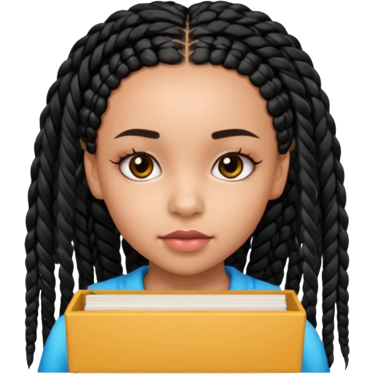 Teen light skin girl with black box braids and long lashes  emoji