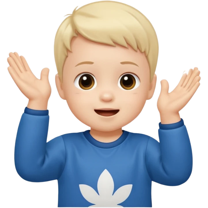 A toddler with a tiny jersey, clapping with adorable enthusiasm emoji