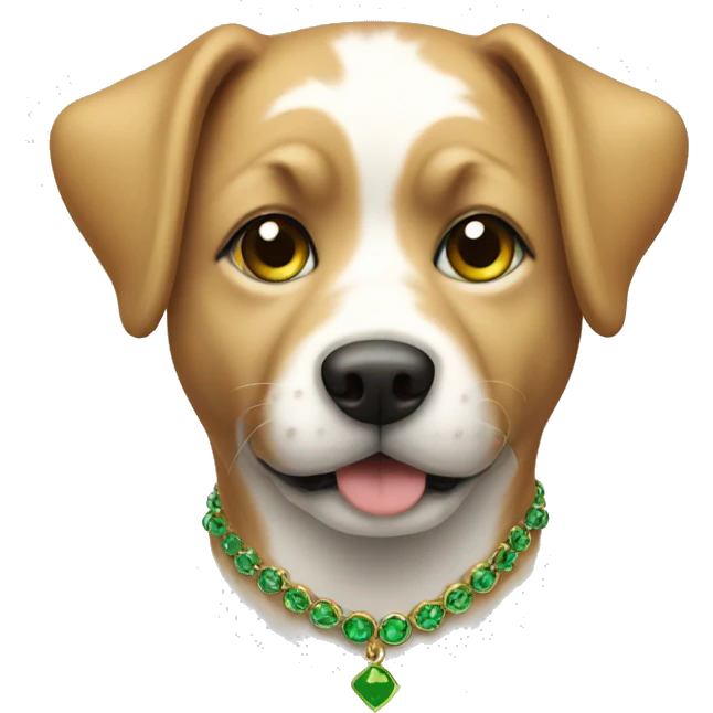 Dog with green necklace  emoji