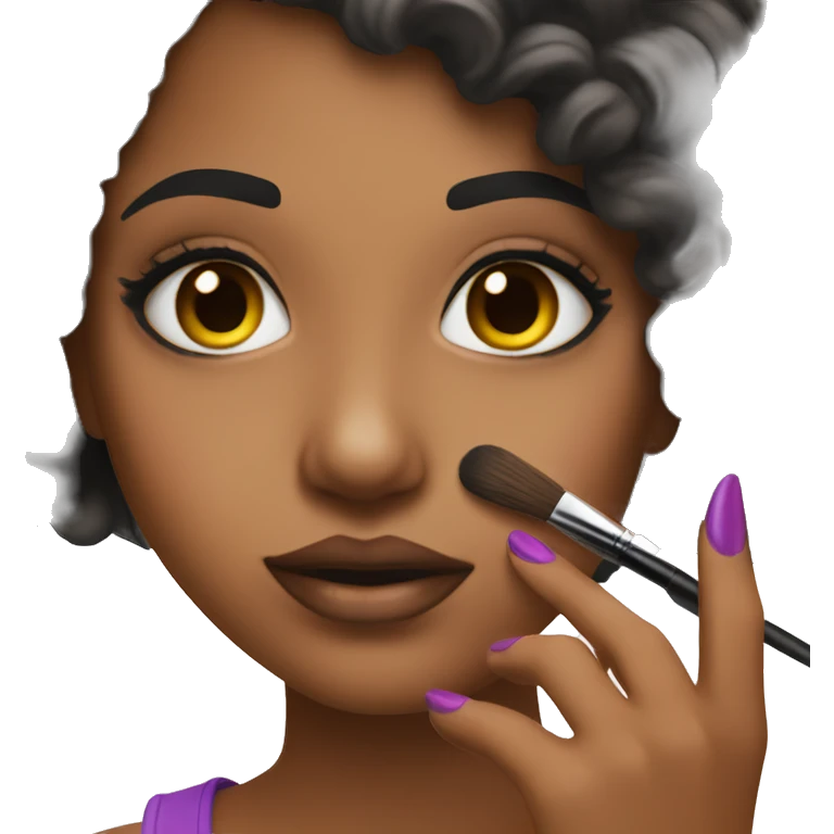 girl doing a makeup in front of a makeup vanity emoji