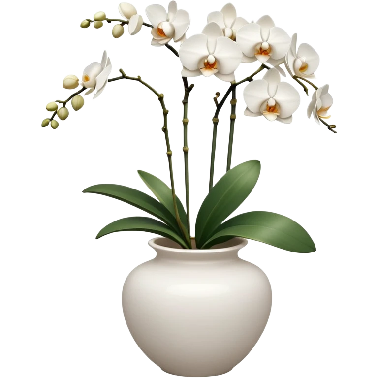 white orchids in white Italy vase  emoji