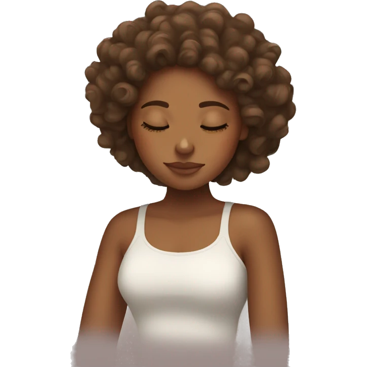 Brown skinned girl with curly hair sleeping  emoji