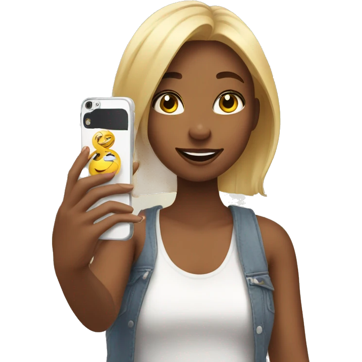 Girl taking selfie indoors emoji